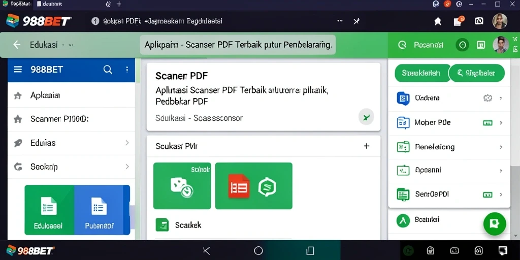 Tampilan antarmuka aplikasi 988BET saat memindai dokumen PDF.