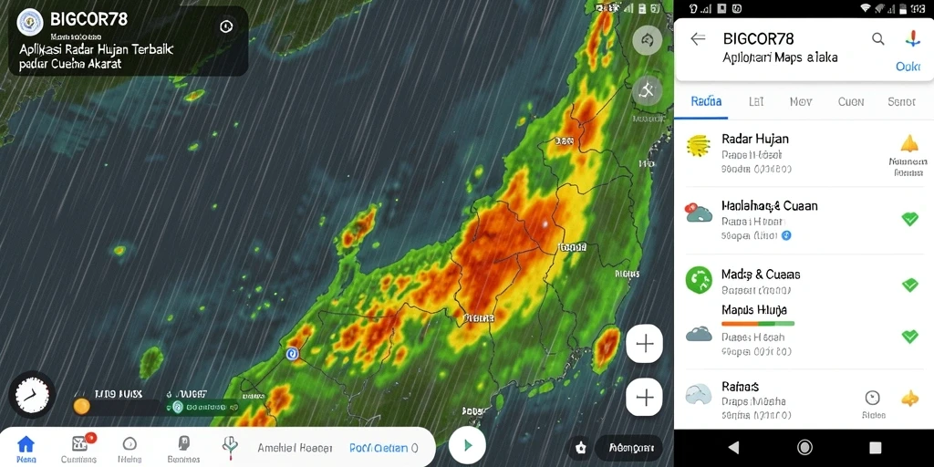 Antarmuka user-friendly BIGCOR78 menampilkan radar hujan secara jelas.