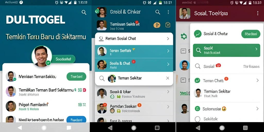 Tampilan antarmuka DULTOGEL untuk mencari teman baru di sekitar.