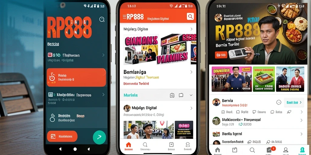 Tampilan antarmuka utama aplikasi Majalah Digital RP888.