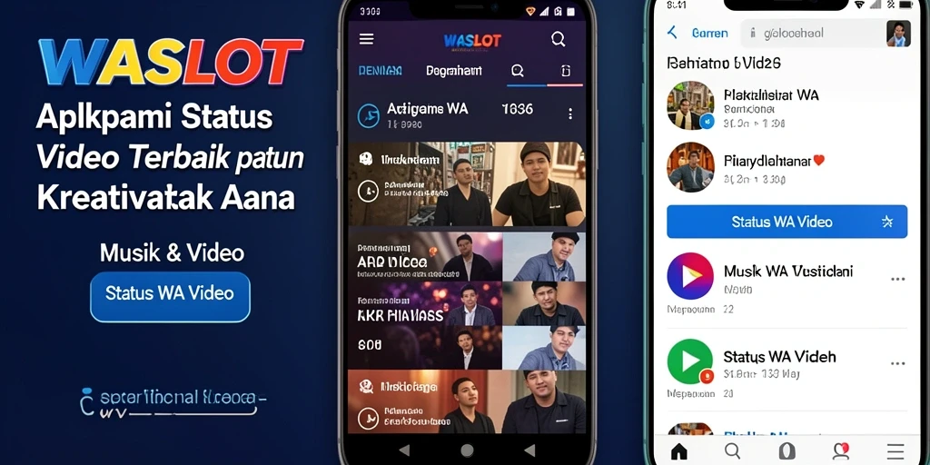 Tampilan antarmuka aplikasi WASLOT untuk Status WA Video yang menarik.