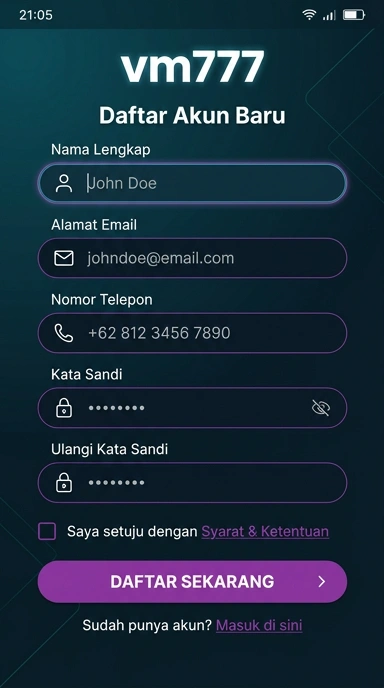 Daftar Akun Baru vm777 untuk Pengguna Android